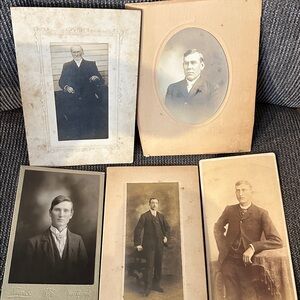 Vintage Black and White Photos Cabinet Card Portrait Men Lot of 16